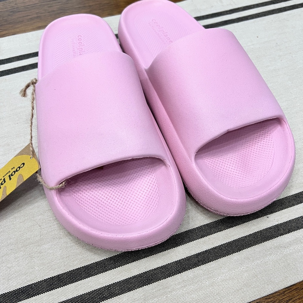 Brand NEW Steve Madden Cool Planet Pink Slides Size 8 - Picture 2 of 6